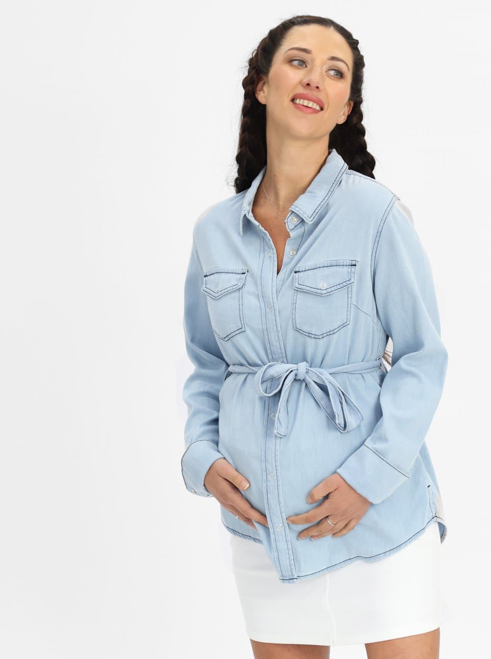 Maternity and Nursing Denim Shirt - Angel Maternity - Maternity clothes - shop online (6581413838951)
