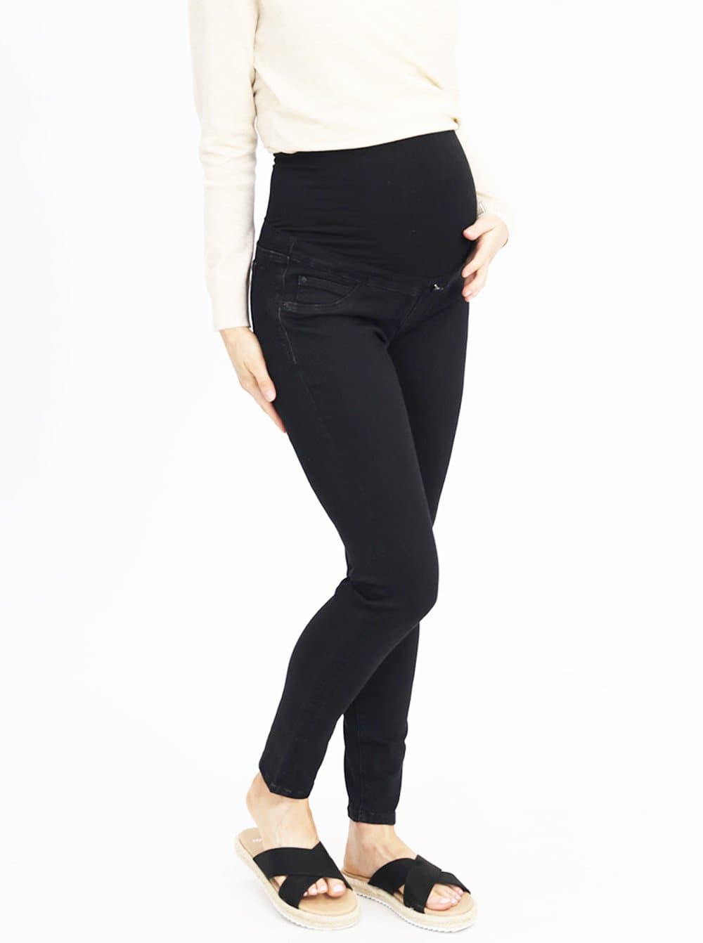 Maternity Over the Bump High Waist Black Denim Jeans - Angel Maternity - Maternity clothes - shop online (6583886053479)