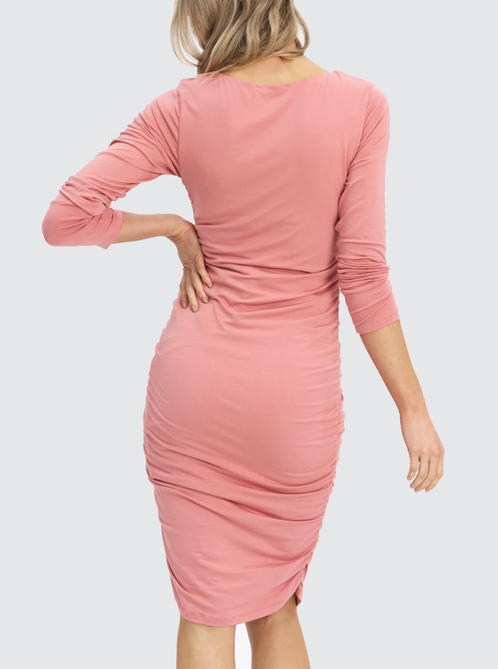 Maternity Bodycon Long sleeve Dress in Pink - Angel Maternity - Maternity clothes - shop online (6582055796839)