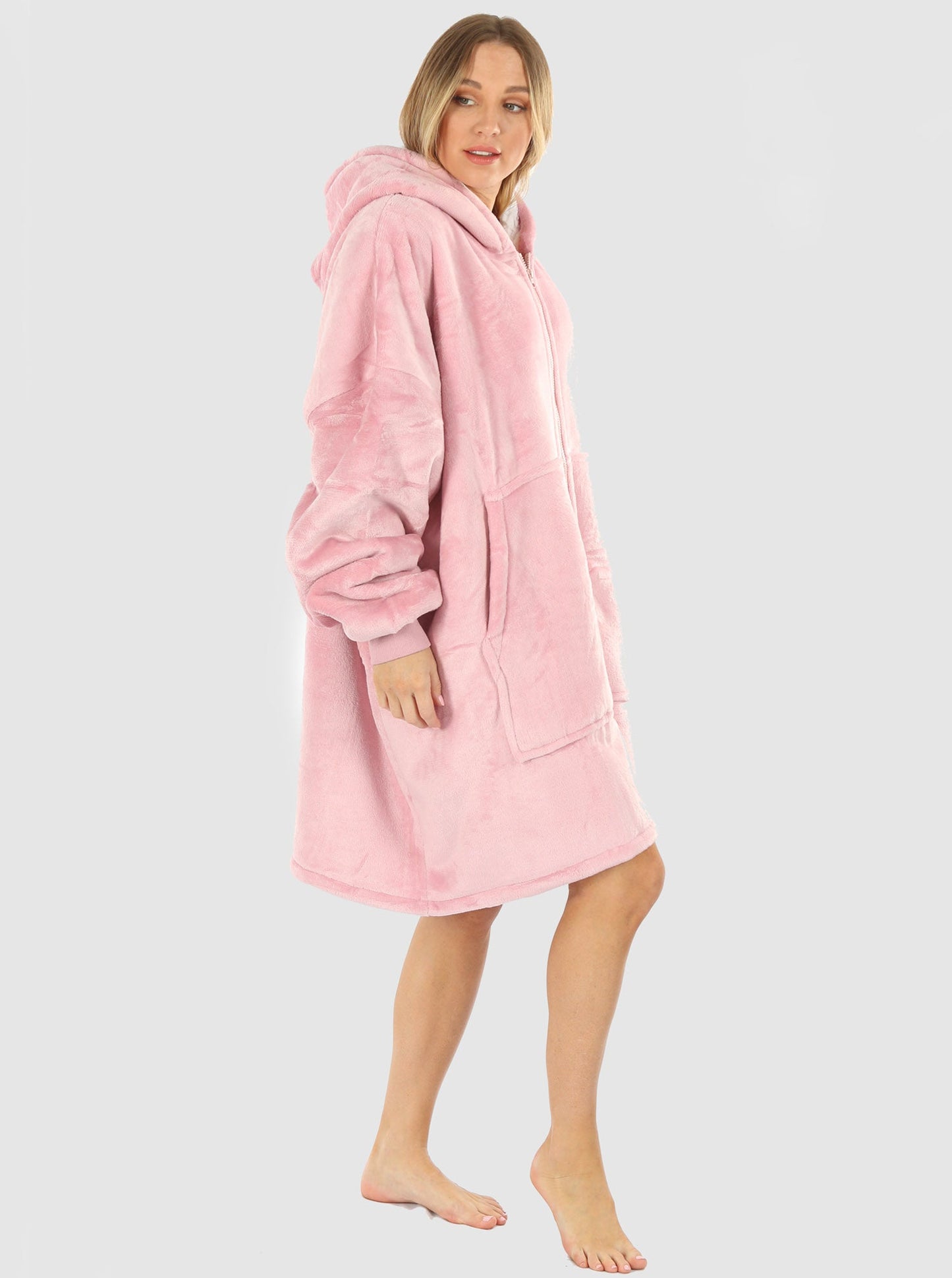 Moozie Mama Maternity & Nursing Hoodie Blanket Zip-up in Dusty Pink (6654002167911)