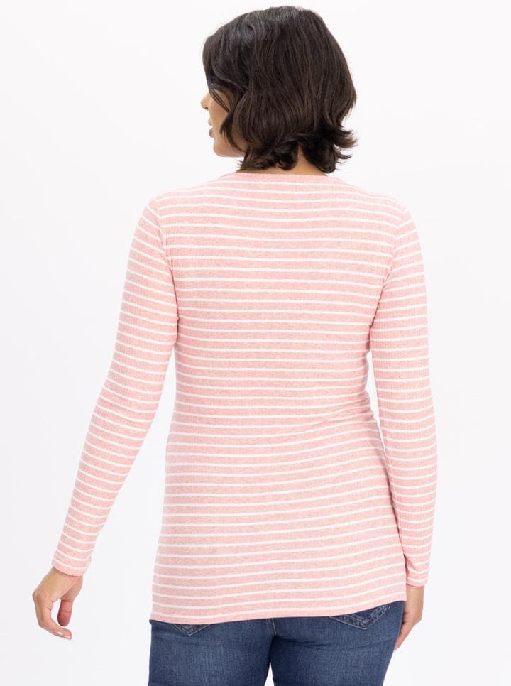 Maternity & Nursing Long Sleeve Cotton Top - Pink Stripes - Angel Maternity - Maternity clothes - shop online (6553911066727) (6724307845214)