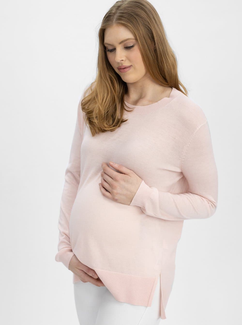 Maternity Oversize Wool Knit Jumper - Soft Baby Pink - Angel Maternity - Maternity clothes - shop online (4745622028391)
