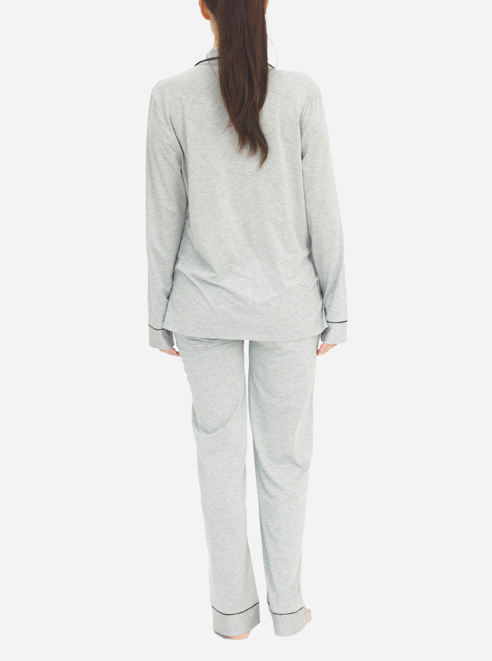Maternity and Nursing Long Sleeve Pyjama Set in Marl Grey - Angel Maternity - Maternity clothes - shop online (6594415657063)