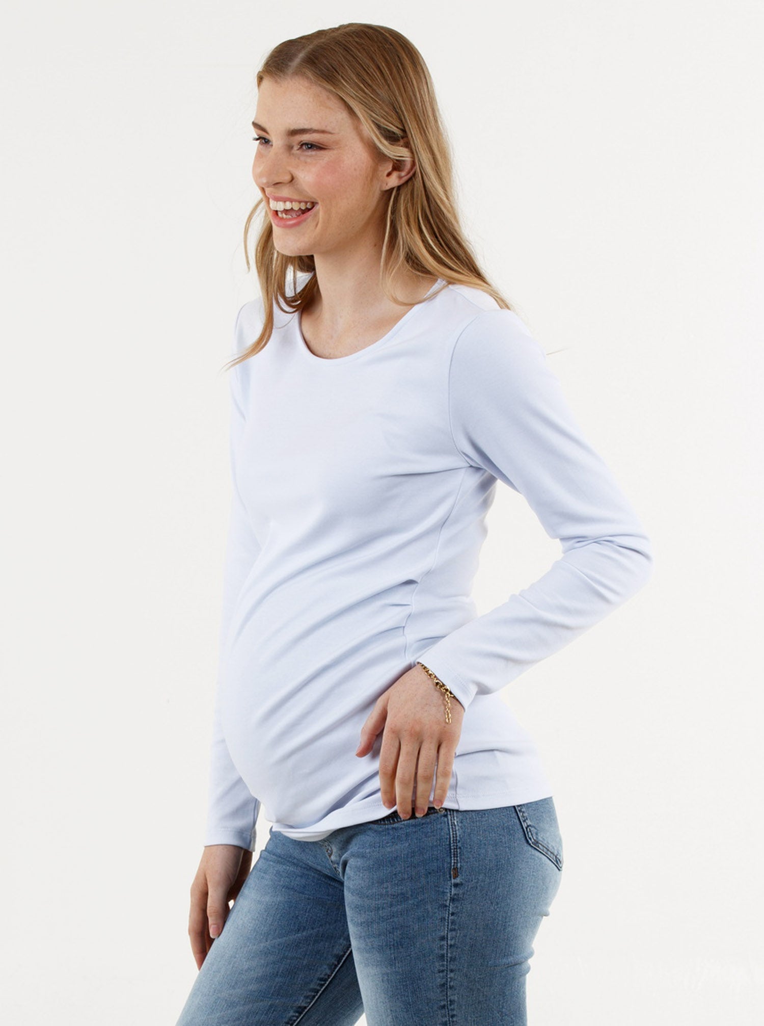 Essential Maternity Long Sleeve Tee in White (6653092069479)