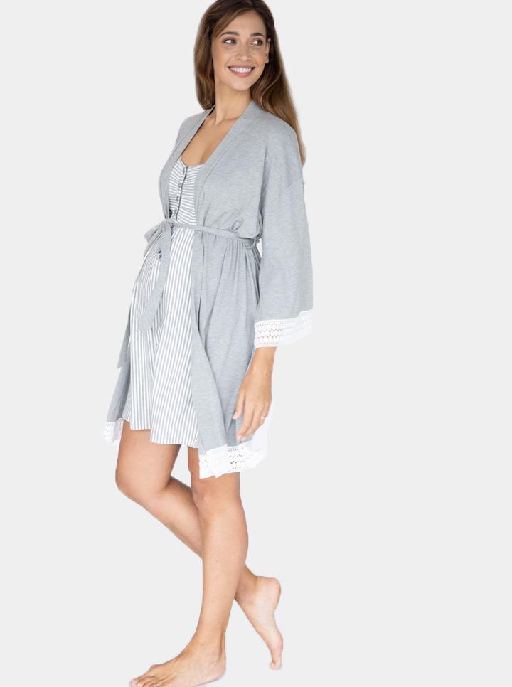 Side view - Maternity Hospital Pack - Nursing nightie & Robe  (192700645397)
