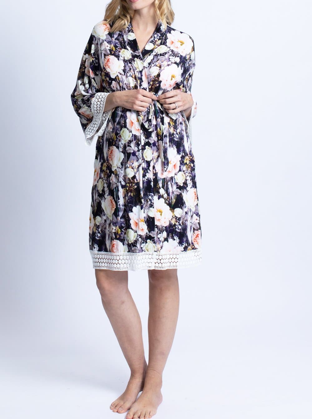 Hospital Pack: Nursing Dress + Robe - Pink Floral - Angel Maternity - Maternity clothes - shop online (4670001021031)
