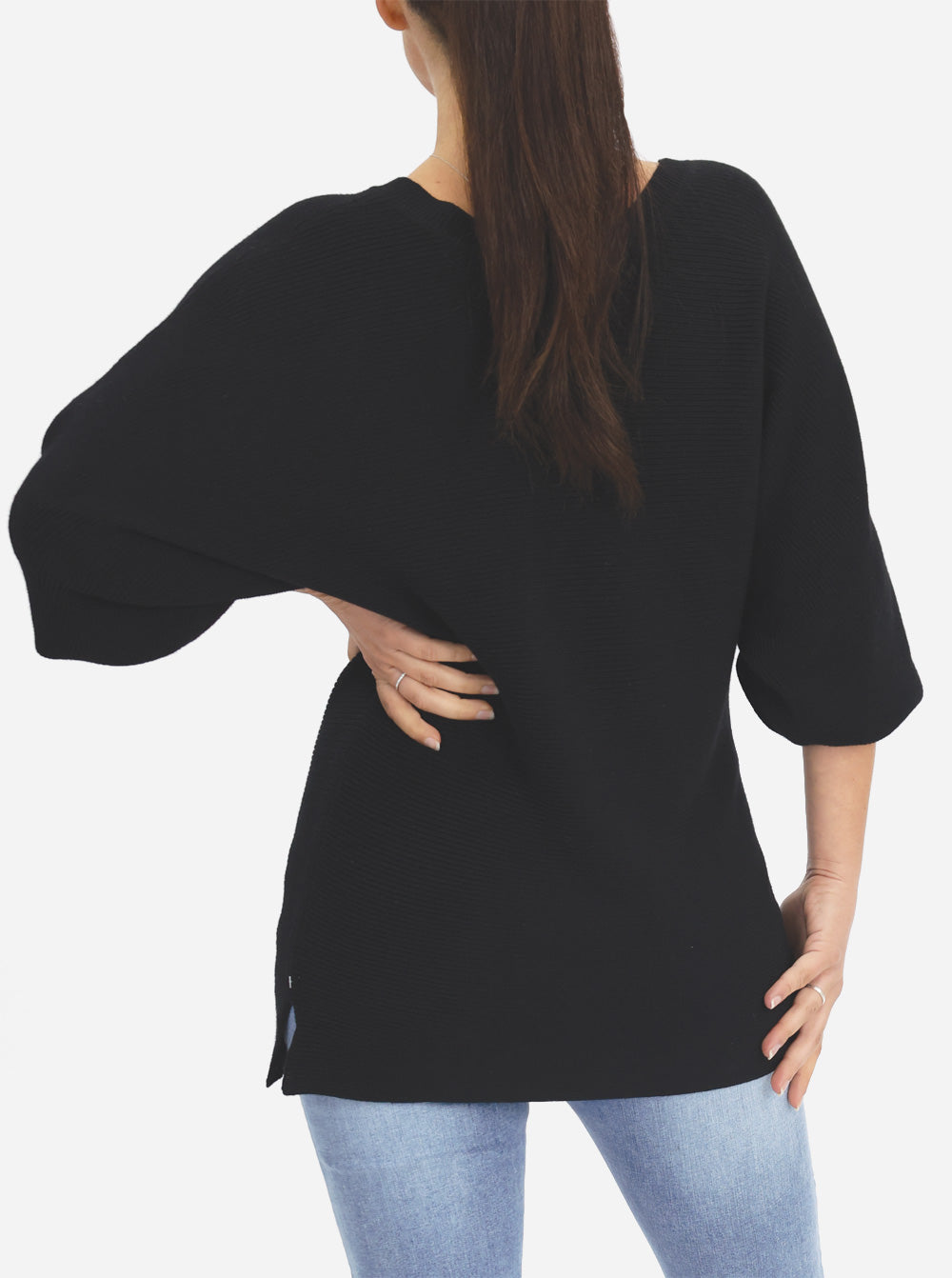Maternity V-Neck Raglan Sleeve Jumper in Black - Angel Maternity - Maternity clothes - shop online (6594402648167)