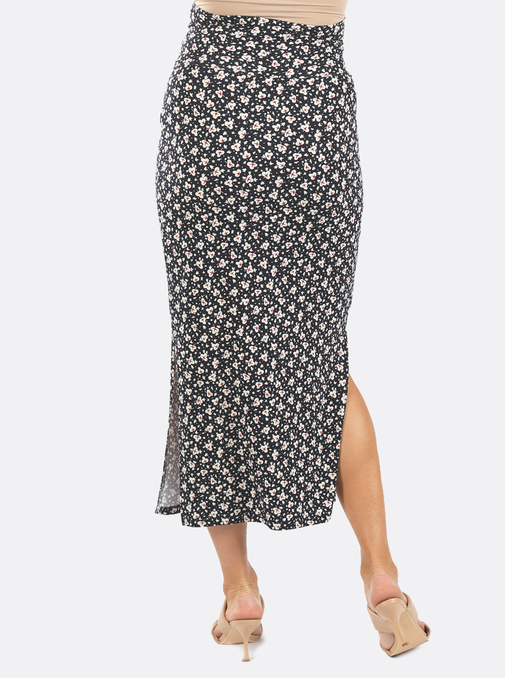 Fitted Maxi Maternity Skirt with Small Leaf Print - Angel Maternity - Maternity clothes - shop online (4744576106599)
