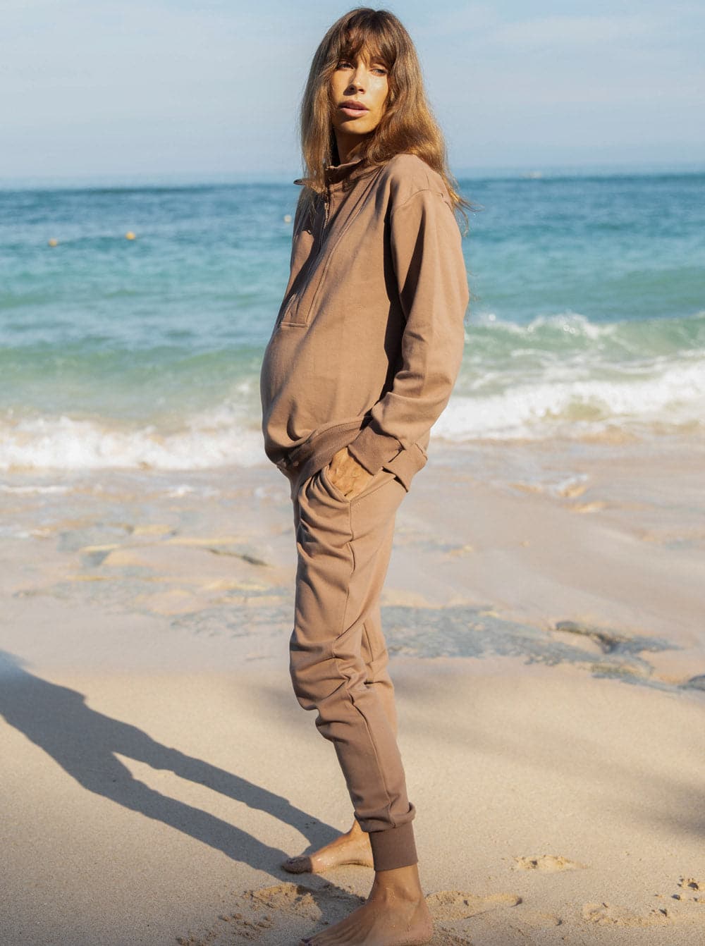 Calla Maternity Tracksuit Set in Brown (6645680832615)