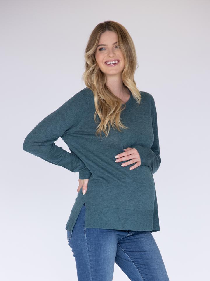 Maternity Oversize Wool Knit Jumper - Green - Angel Maternity - Maternity clothes - shop online (4638257643623)