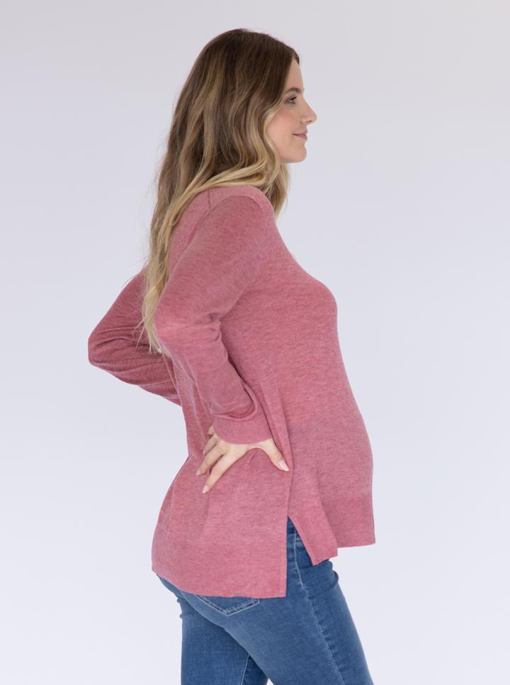 Maternity Oversize Wool Knit Jumper - Rose - Angel Maternity - Maternity clothes - shop online (4745621307495)