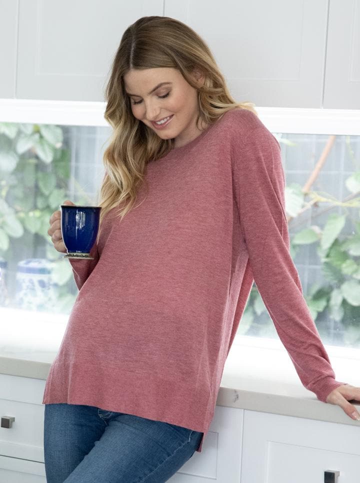 Maternity Oversize Wool Knit Jumper - Rose - Angel Maternity - Maternity clothes - shop online (4745621307495)