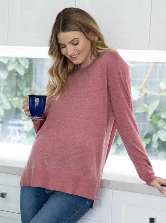 Maternity Oversize Wool Knit Jumper - Rose - Angel Maternity - Maternity clothes - shop online (4745621307495)