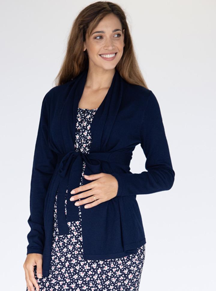 Maternity Knitted Waist Tie Cardigan - Navy - Angel Maternity - Maternity clothes - shop online (6546785534055)