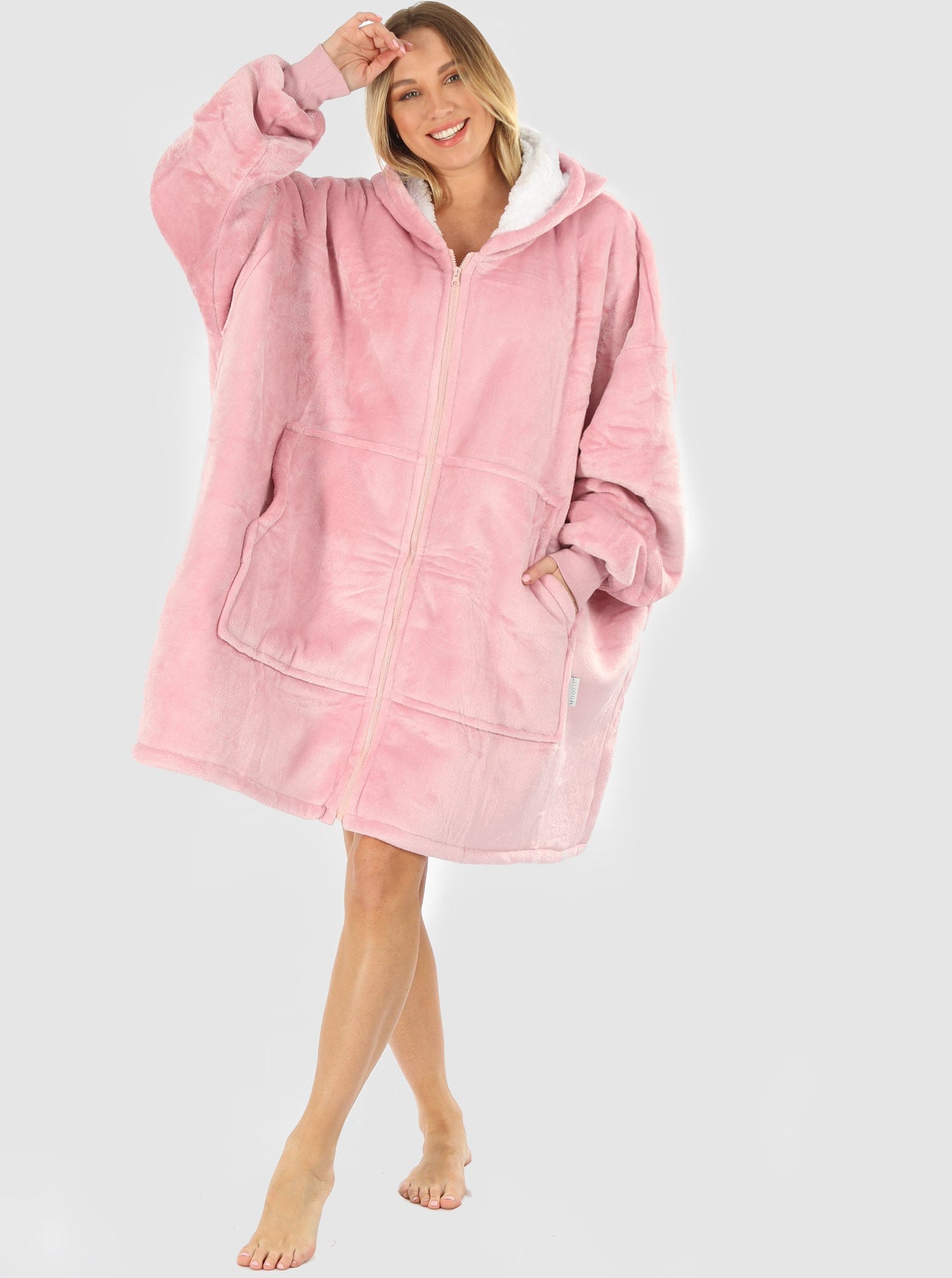 Moozie Mama Maternity & Nursing Hoodie Blanket Zip-up in Dusty Pink (6654002167911)
