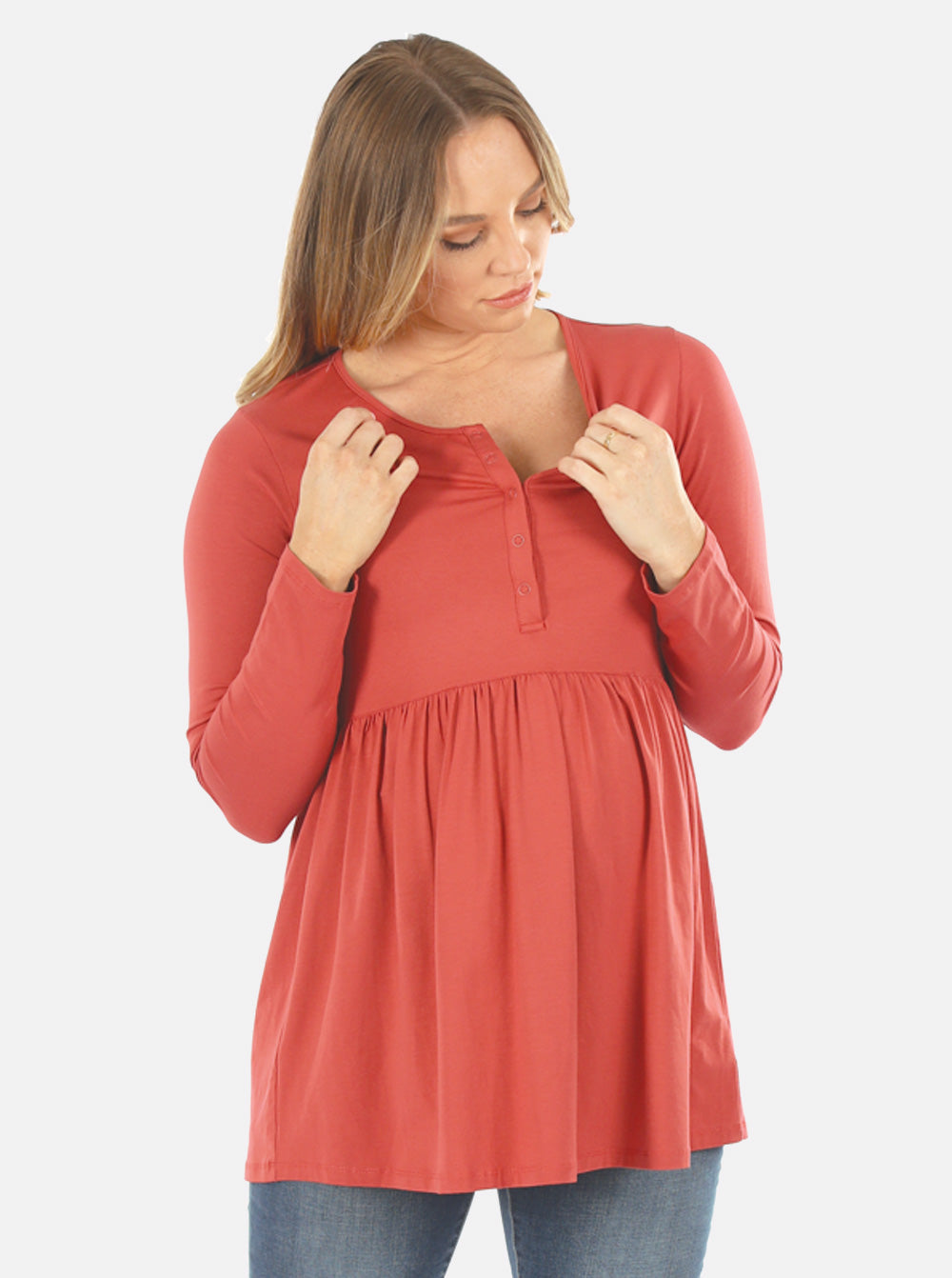 Maternity & Nursing Long Sleeve Baby Doll Tee - Angel Maternity - Maternity clothes - shop online (6558614093927)