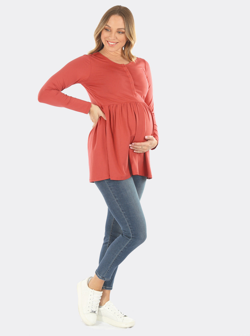 Maternity & Nursing Long Sleeve Baby Doll Tee - Angel Maternity - Maternity clothes - shop online (6558614093927)