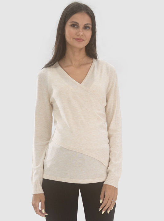 Maternity Knitted Long Sleeve Top in Almond (6594384953447)