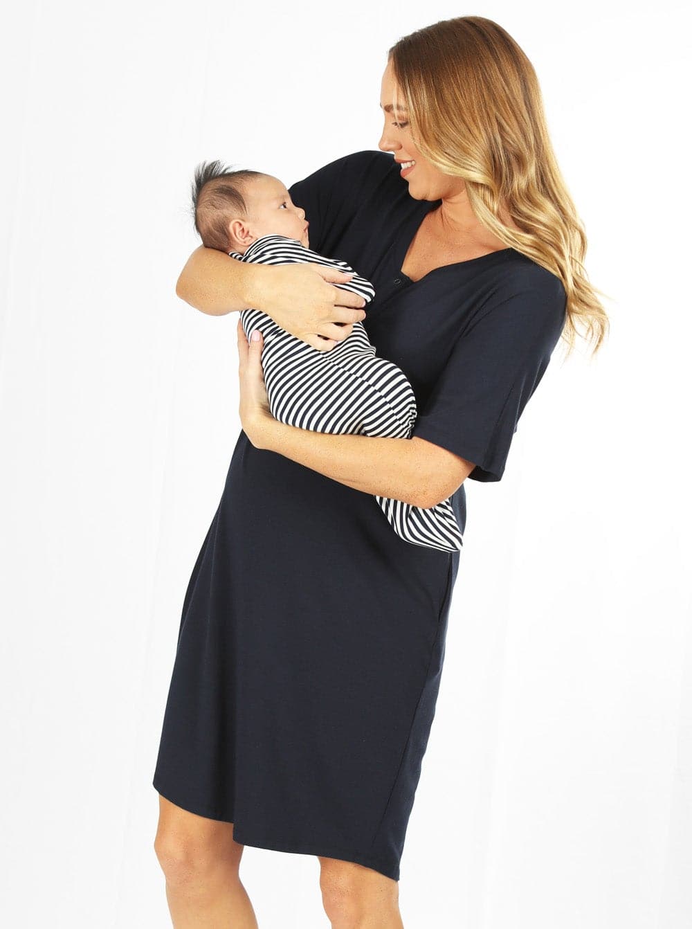 Mama Hospital Nightie, Long Length with Baby Pouch - Angel Maternity - Maternity clothes - shop online (6582984015975)