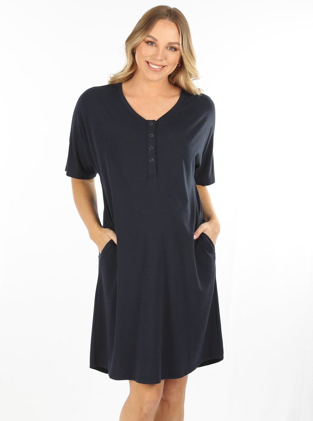 Mama Hospital Nightie, Long Length with Baby Pouch - Angel Maternity - Maternity clothes - shop online (6582984015975)