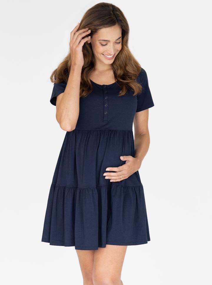 Maternity Tiered Dress in Navy main (4770929639527)
