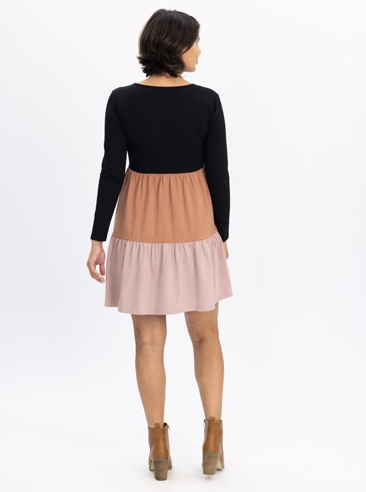 Maternity Tiered Dress Long Sleeve in Multi Colour - Angel Maternity - Maternity clothes - shop online (6553934921831)