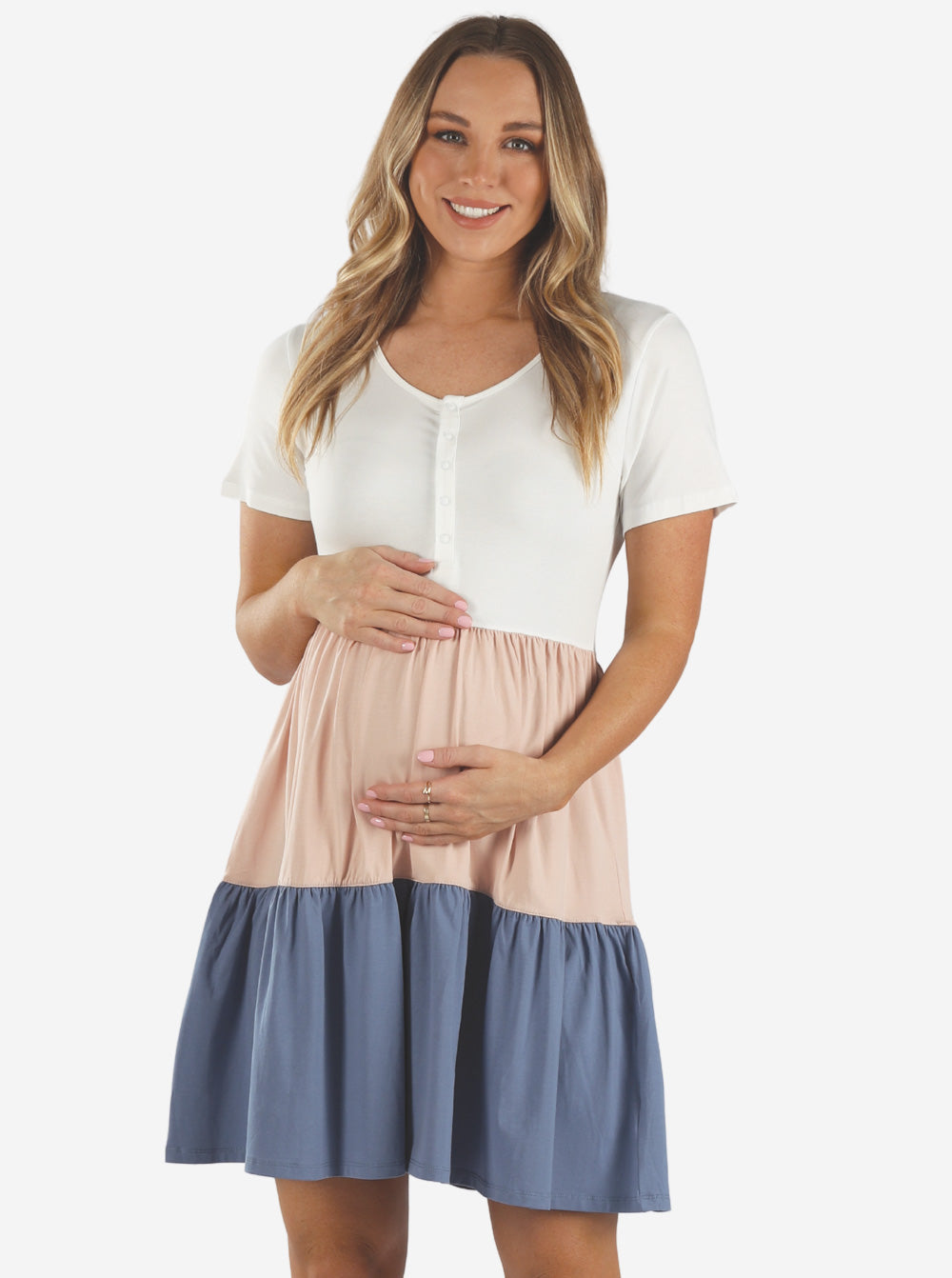 Maternity and Nursing Tiered Dress in Multi Colour - Angel Maternity - Maternity clothes - shop online (6586442973287)