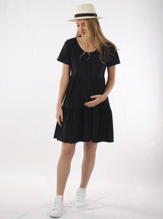 Maternity Tiered Dress in Black (4770929967207)
